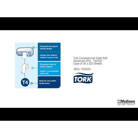 Tork Conventional Toilet Roll Advanced 2Ply - 100320 - Case of 36 x 320 Sheets