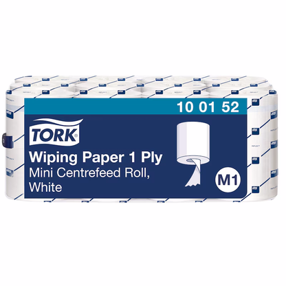 Tork White M1 Mini Centrefeed 1 Ply wiping Paper Roll 120M - Pack of 12