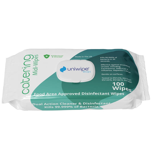 Uniwipe Catering Sanitising Midi-Wipes (Pack of 100)