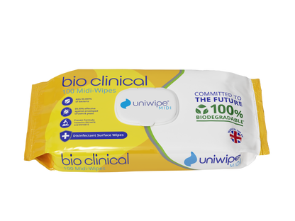 Uniwipe - Bioclinical Disinfectant Surface Wipes 100% Biodegradable Wipes (Pack of 100)