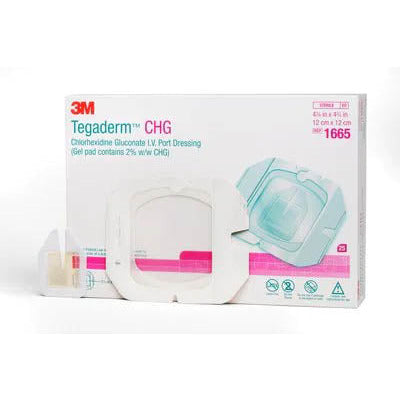 3M Tegaderm CHG Chlorhexixdine  I.V. Port Dressing Kit 12 x 12cm - Box of 25