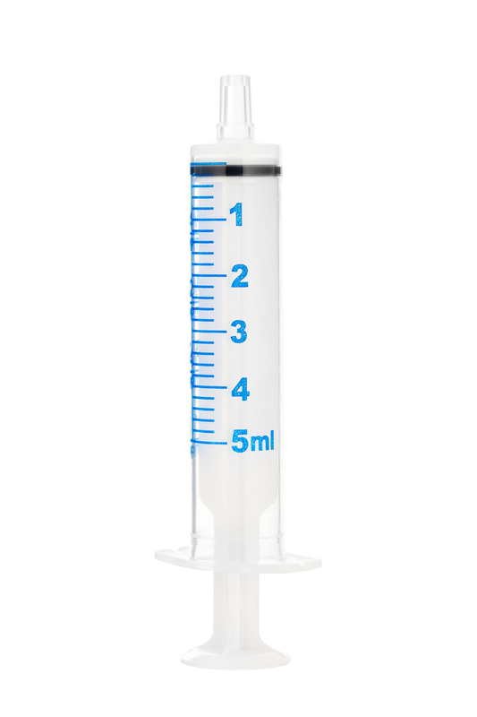 5ml SOL-M™ Oral Syringe w/ Tip Cap, Clear Barrel, White Plunger - Box 100