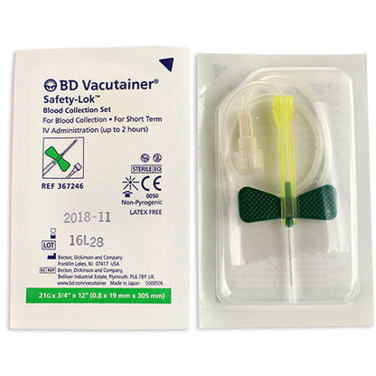 BD Safety-Lok Blood Set 21g x 0.75 x 50 W/out Luer Adaptor 12 Tubing