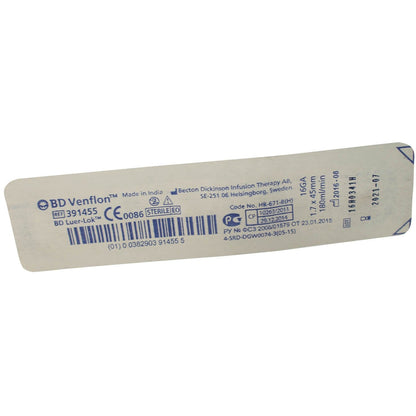 BD Venflon Peripheral IV Catheter Ported 16g, 45mm Winged - Box of 50
