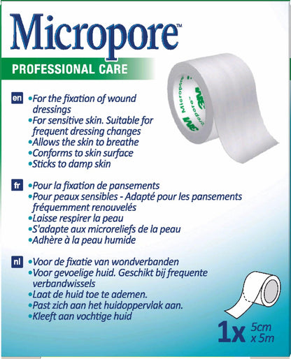 3M™ Micropore™ Medical Tape 1530P-1S, 25 mm x 5 m - Box of 12