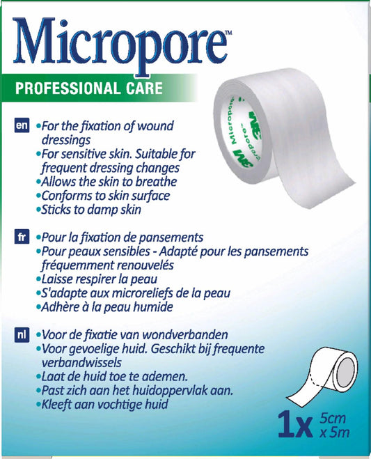 3M™ Micropore™ Medical Tape 1530P-1S, 25 mm x 5 m - Box of 12