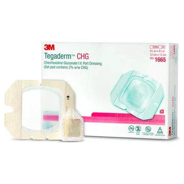 3M Tegaderm CHG Chlorhexixdine  I.V. Port Dressing Kit 12 x 12cm - Box of 25