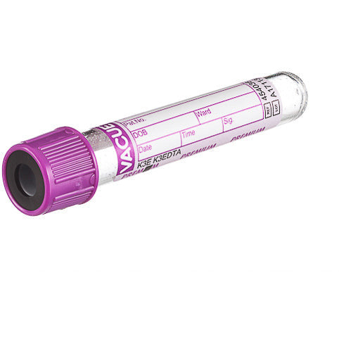 VACUETTE® PREMIUM Tube, K3EDTA, 4ml, 13x75mm, Purple/Black, Sterile - Pack Of 50 - CLEARANCE DUE TO SHORT EXPIRY DATE