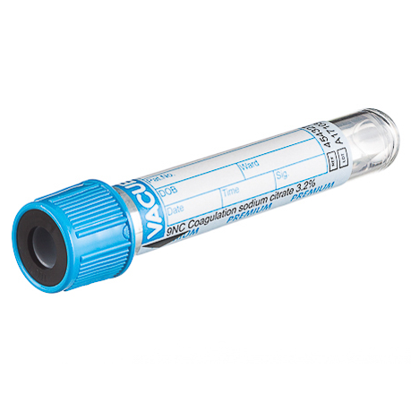 VACUETTE® TUBE 3.5ml Na Cit 3.2%, PREMIUM screw cap - 13x75mm, Blue cap x 50