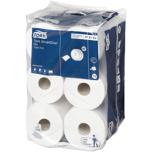 Tork SmartOne Mini Toilet Roll Advanced 2Ply - 472193 -  Case of 12 Rolls x 620 Sheets