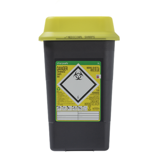 Sharpsafe® 7L Wide Recycled UK Yellow Lid