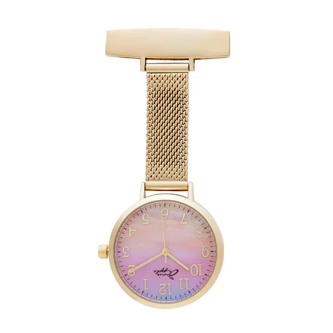 Annie Apple Nurses Fob Watch - Meraki - Sunset Gold - Mesh - 35mm