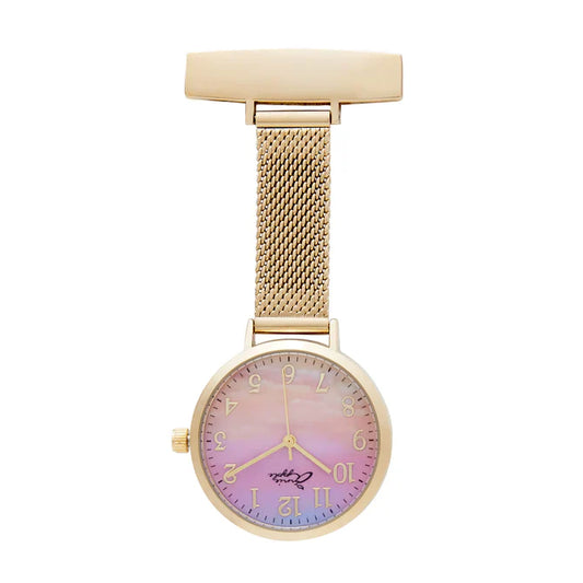 Annie Apple Nurses Fob Watch - Meraki - Sunset Gold - Mesh - 35mm