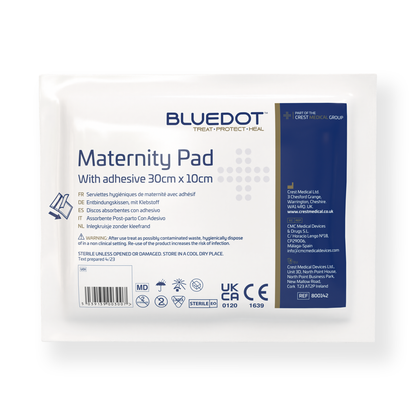 Sterile Maternity Pad with Adhesive - 30cm x 10cm - Case of 100