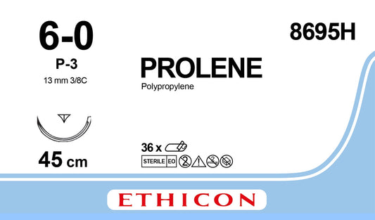 Prolene Suture, 6-0, Blue,  45cm, M0.7 - Pack of 36