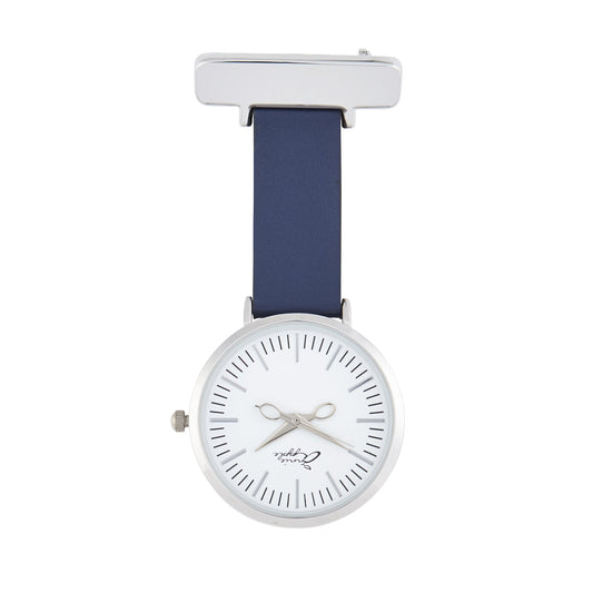 Annie Apple Nurses Fob Watch - Aurora - White/Silver/Navy - Leather - 35mm