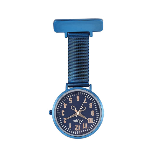 Annie Apple Nurses Fob Watch - Aurora - Rose Gold/Blue - Mesh - 35mm