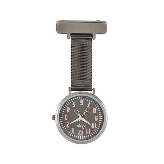 Annie Apple Nurses Fob Watch - Aurora - Rose Gold/Gunmetal - Mesh - 35mm