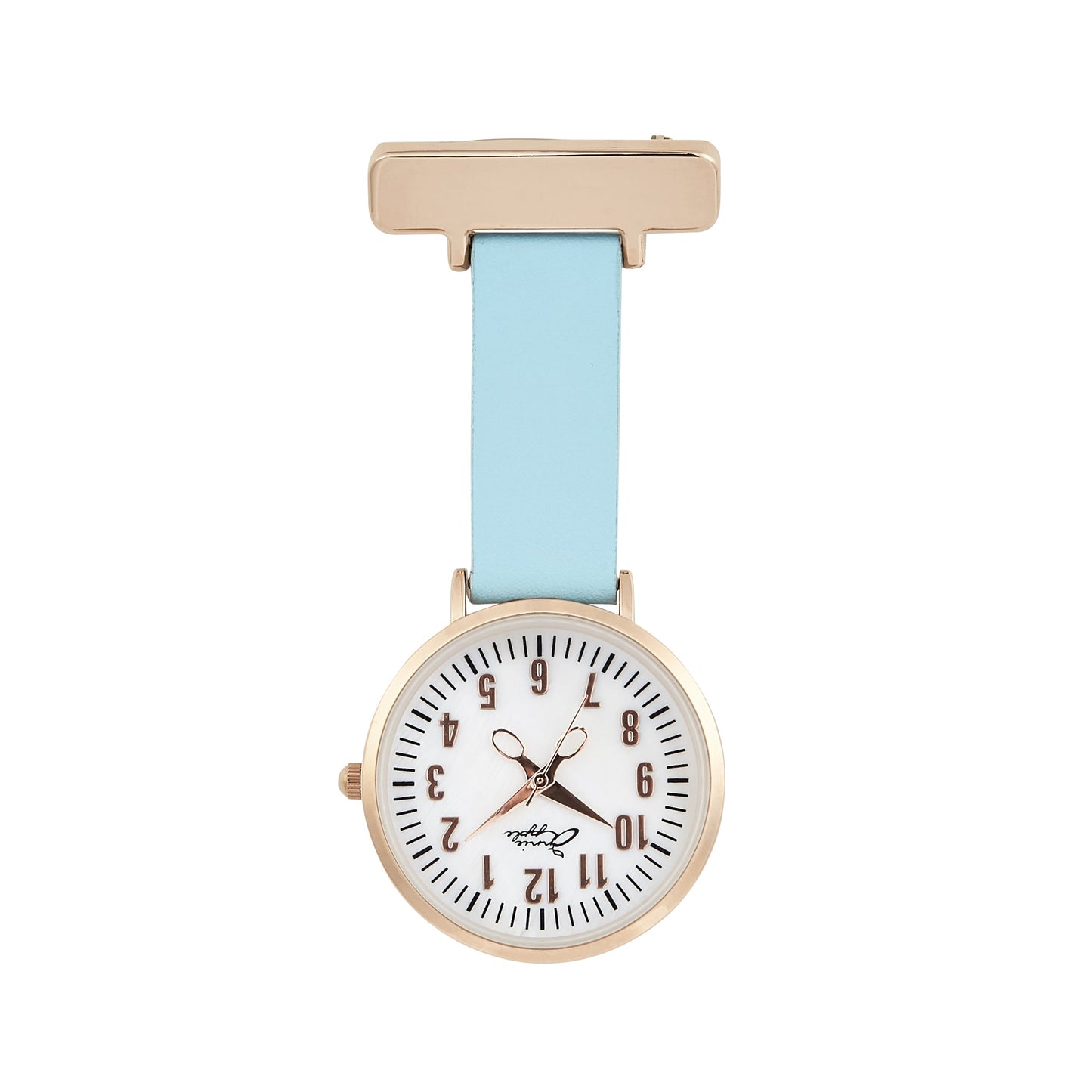 Annie Apple Nurses Fob Watch - Aurora - Pearl/Rose Gold/Blue - Leather - 35mm