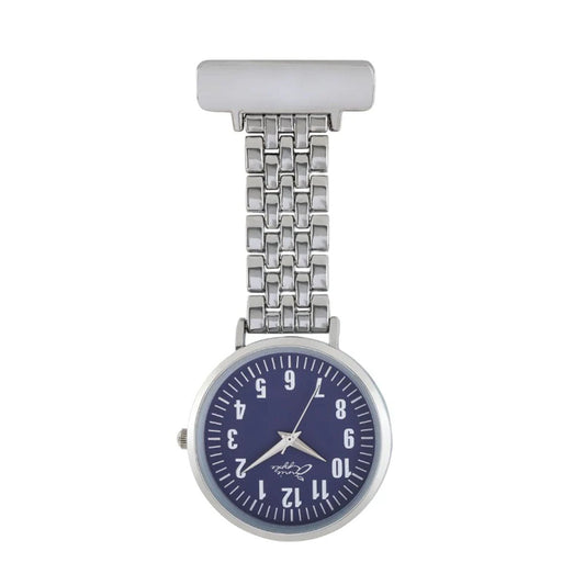 Annie Apple Nurses Fob Watch - Aurora - Navy/Silver - Link - 35mm