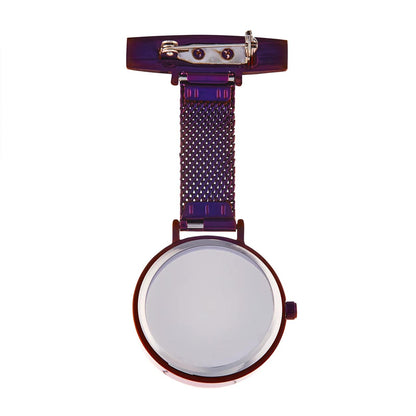 Annie Apple Nurses Fob Watch - Meraki - Silver/Purple - Mesh - 35mm