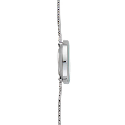 Annie Apple Nurses Fob Watch - Venus - Silver Mesh - Blush Leather - 35mm