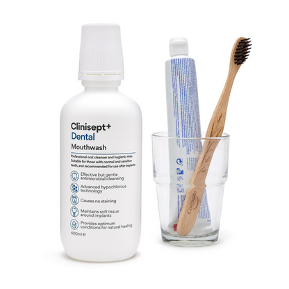 Clinisept+ Dental Mouthwash - 400ml with Integrated Cup (For Home Use)