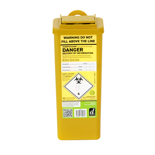 Sharpsguard Yellow 0.5 Ltr Sharps Bin with Needle Remover