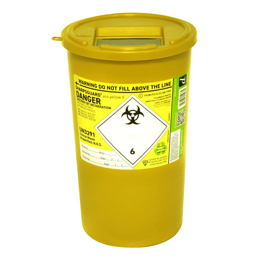 Sharpsguard Yellow Sharps Bin - 5 Litre Sharps Bin