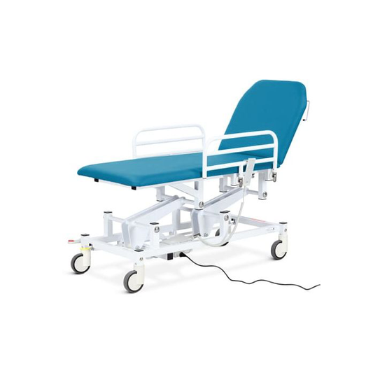 Two Section Examination & Treatment Couch with Electric Backrest, Coastal Blue