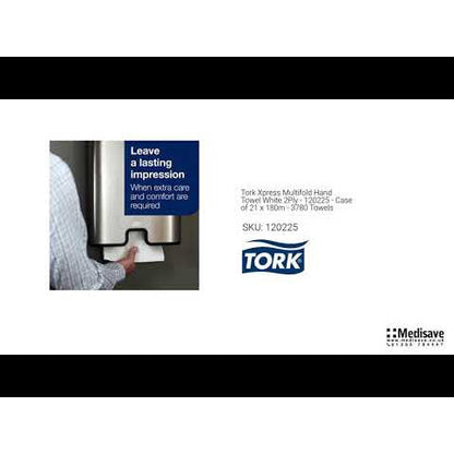 Tork Xpress Multifold Hand Towel White 2Ply - 120225 - Case of 21 x 180m - 3780 Towels