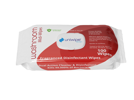 Uniwipe - Washroom Surface Disinfectant Wipes (Pack of 100)