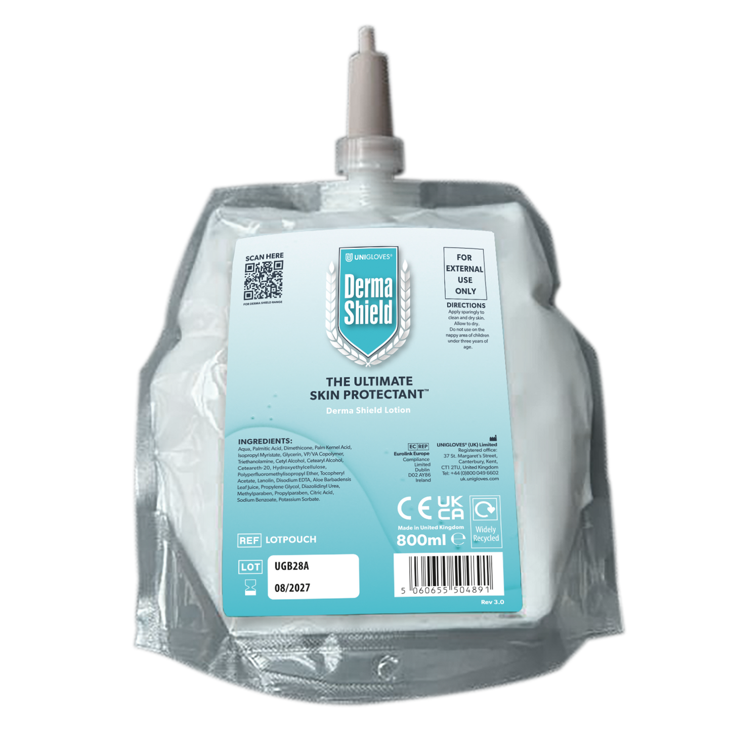 Derma Shield Lotion Pouch 800ml x6