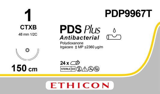PDP9967T Antibacterial Suture Violet 150cm PDS Plus 48mm 1/2 Blunt Point (Ethiguard)