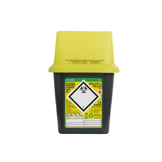 Sharpsafe® Grey Sharps Bin - Yellow Lid