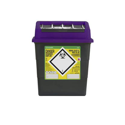 Sharpsafe® Grey Sharps Bin - Purple Lid