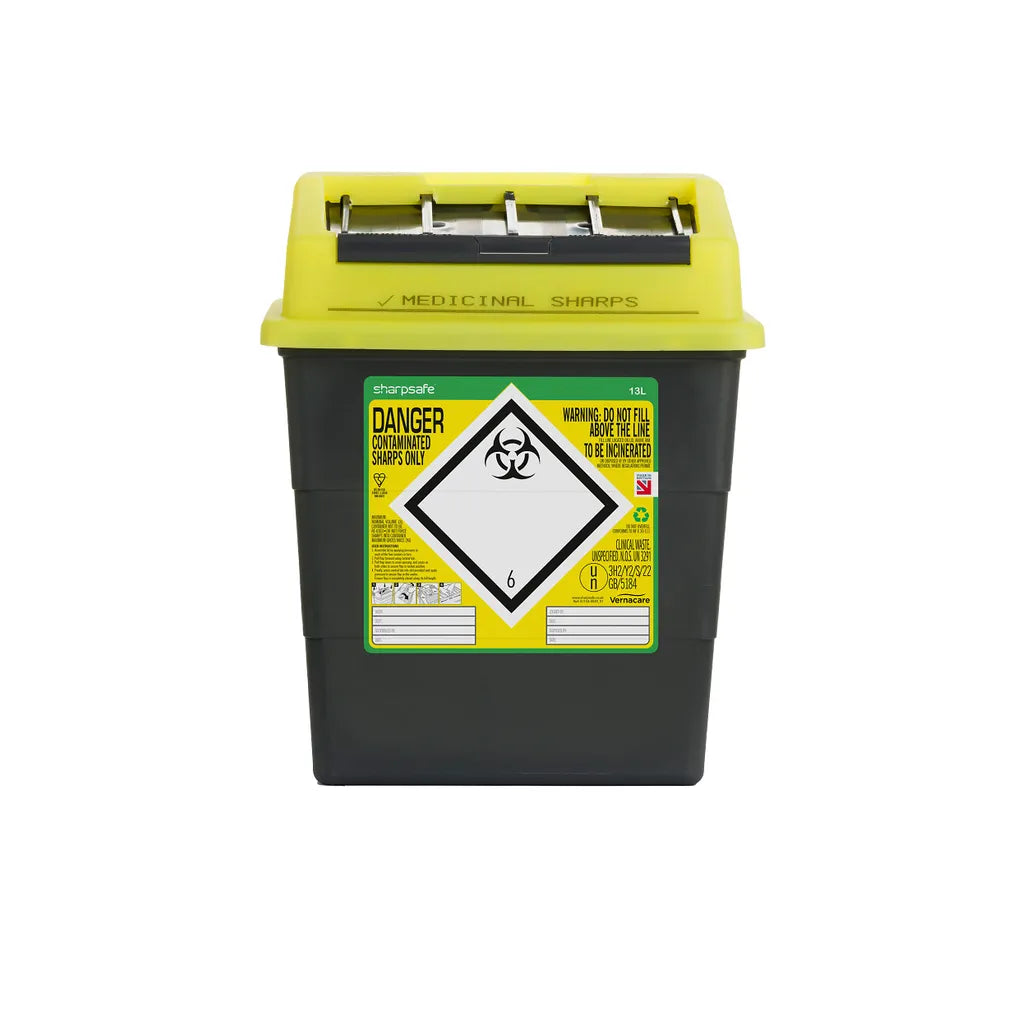 Sharpsafe® Grey Sharps Bin - Yellow Lid