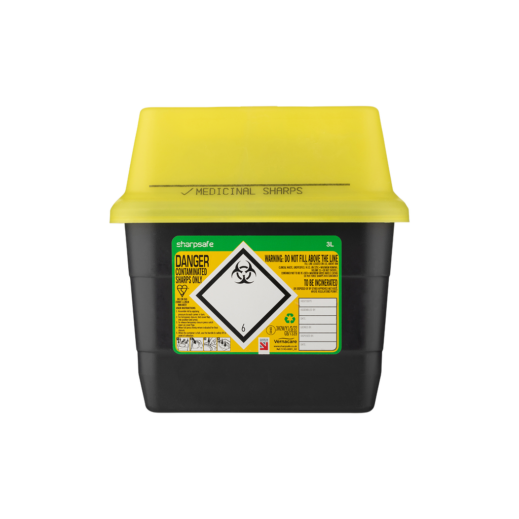 Sharpsafe® Grey Sharps Bin - Yellow Lid