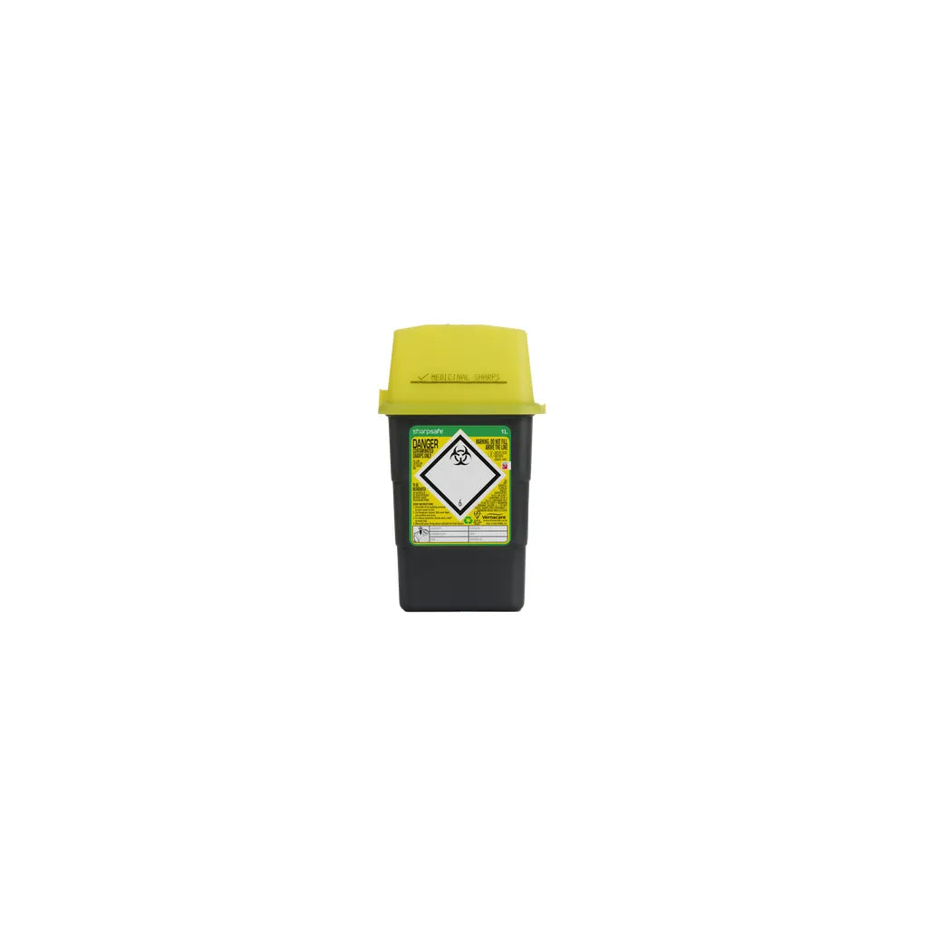 Sharpsafe® Grey Sharps Bin - Yellow Lid