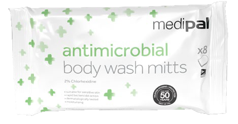 Medipal Antimicrobial Body Wash Mitts - Pack of 8