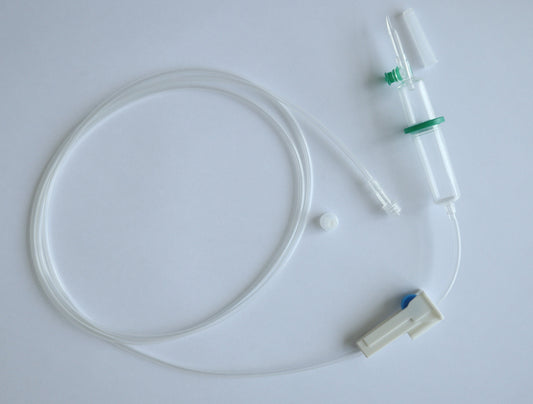 Gravity set, 180cm street tube, PVC, Hydrophobic Air Filter, 15µm AS, Spike M Fix Luer - Box of 100
