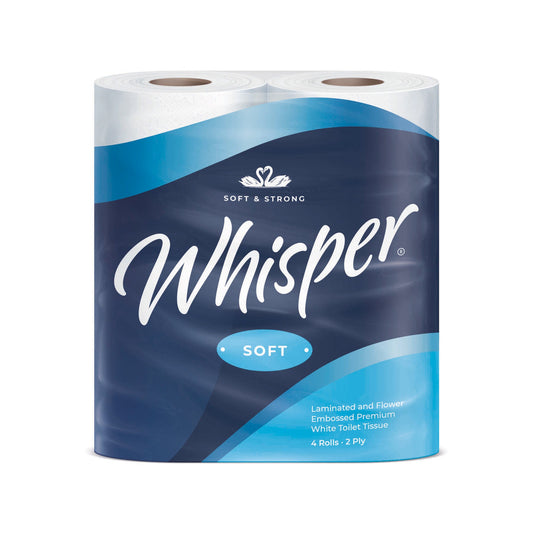 Whisper Soft 2 Ply Toilet Roll x 40 Rolls (10 Packs Of 4)
