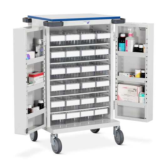 Unit Dosage Trolley - Double Door - Roll Type Pouch Pack - 24 Trays - High Security Bolt Lock
