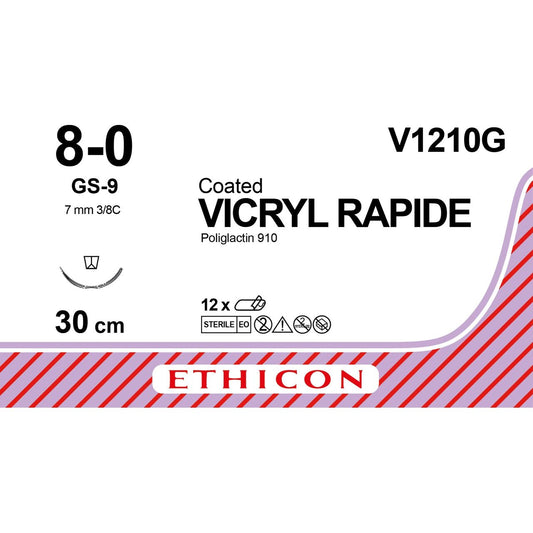 VICRYL RAPIDE, braided, violet, 8-0,30cm, 1x Reverse Spatula,6.5mm,3/8C - box 12