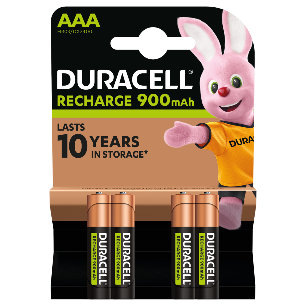 Duracell Recharge AAA Batteries NiMH 900mAh - Pack of 4