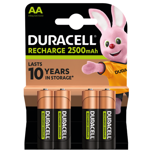 Duracell Recharge AA BatteriesNiMH 2500mAh - Pack of 4