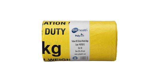 Yellow Medium Duty Clinical Waste Bags - Large 90L - Roll of 50