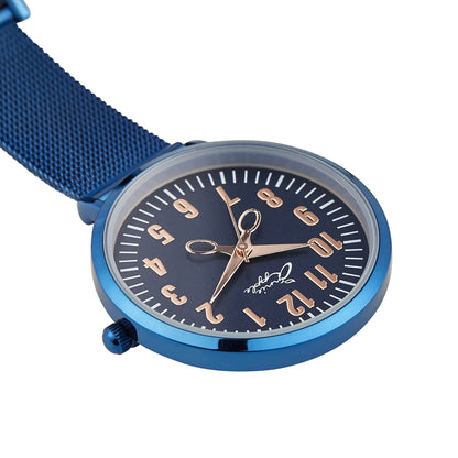 Annie Apple Nurses Fob Watch - Aurora - Rose Gold/Blue - Mesh - 35mm