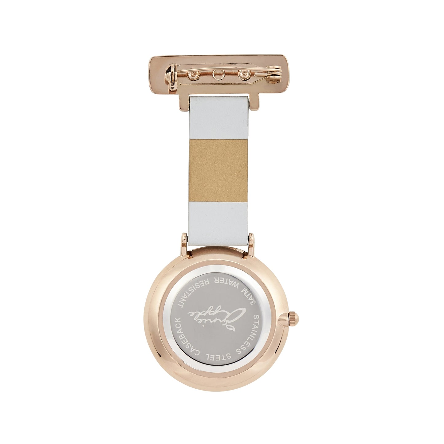 Annie Apple Nurses Fob Watch - Aurora - Marble/Rose Gold/Grey - Leather - 35mm