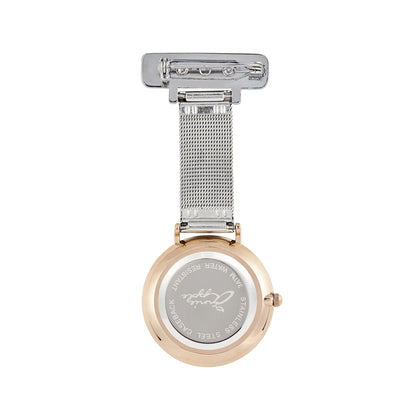 Annie Apple Nurses Fob Watch - Aurora - Rose Gold/Silver - Mesh - 35mm